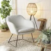 Fauteuil blanc contemporain en tissu bouclette TIM