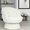 Fauteuil blanc pivotant - tissu chenille, style rétro IENA
