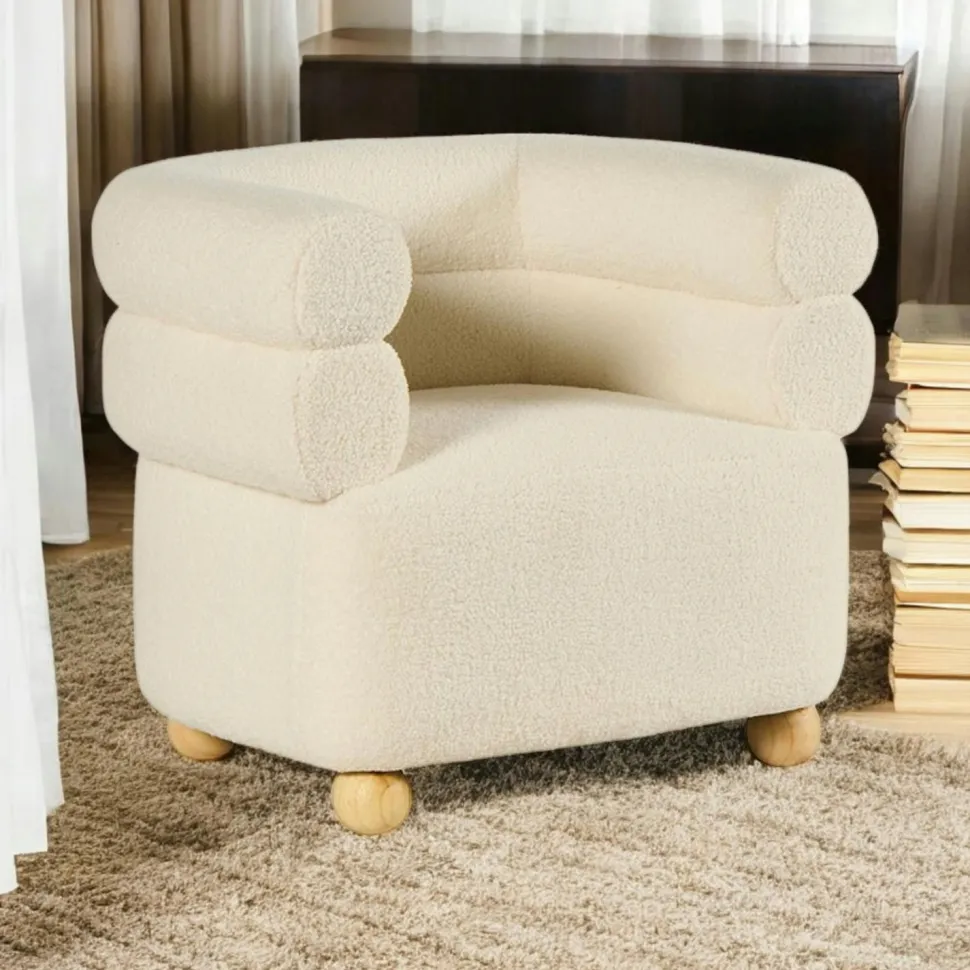 Fauteuil cabriolet design tissu bouclé vert IENA