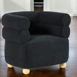Fauteuil cabriolet design tissu bouclé bleu IENA