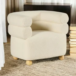 Fauteuil cabriolet design tissu bouclé bleu IENA