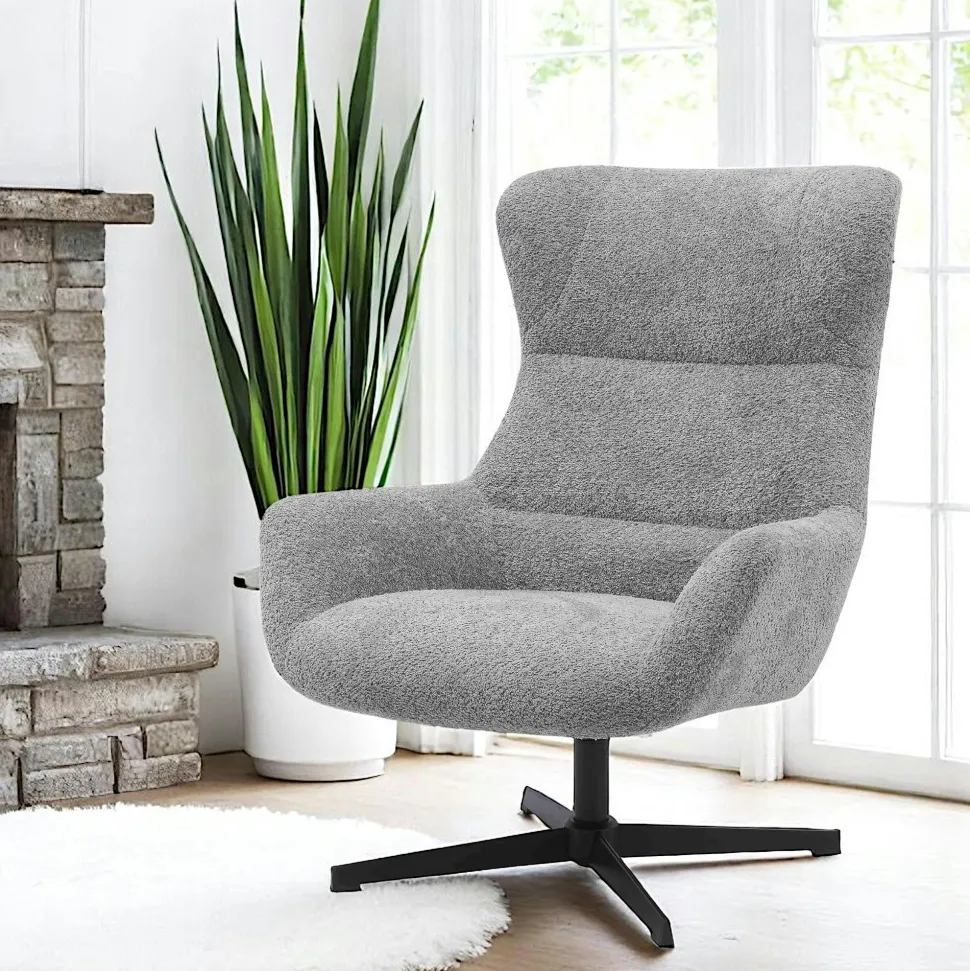 Fauteuil confort pivotant en tissu doux gris foncé BERLIN