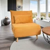 Fauteuil convertible 1 place moutarde - coussin inclus PALAU