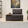 Fauteuil convertible anthracite chenille, plateau gauche BUZON