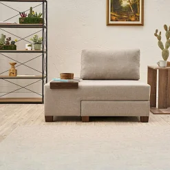 Fauteuil convertible anthracite chenille, plateau gauche BUZON