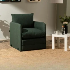 Fauteuil convertible beige lin 1 place couchage 200 cm ORURO