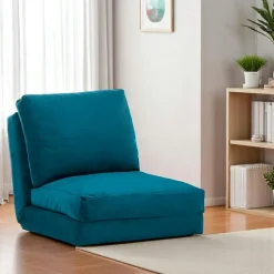 Fauteuil convertible bleu canard - tissu MODI