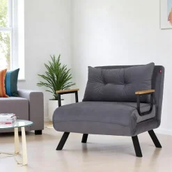 Fauteuil convertible bleu - coussin assorti MODI