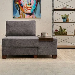 Fauteuil convertible gris chenille, plateau gauche BUZON