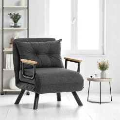 Fauteuil convertible gris foncé - coussin assorti MODI