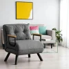 Fauteuil convertible gris clair - coussin assorti MODI
