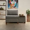 Fauteuil convertible gris en lin, plateau droit BUZON
