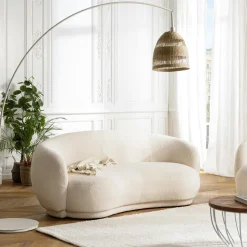 Fauteuil cosy tissu bouclette écru COLOMBUS