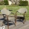Fauteuil de jardin bistrot acier et tissu taupe (lot de 2) GIJON