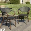 Fauteuil de jardin bistrot acier et textilène marron (lot de 2) GIJON