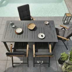 Fauteuil de jardin en aluminium avec dossier réglable noir (lot de 2) OSLO