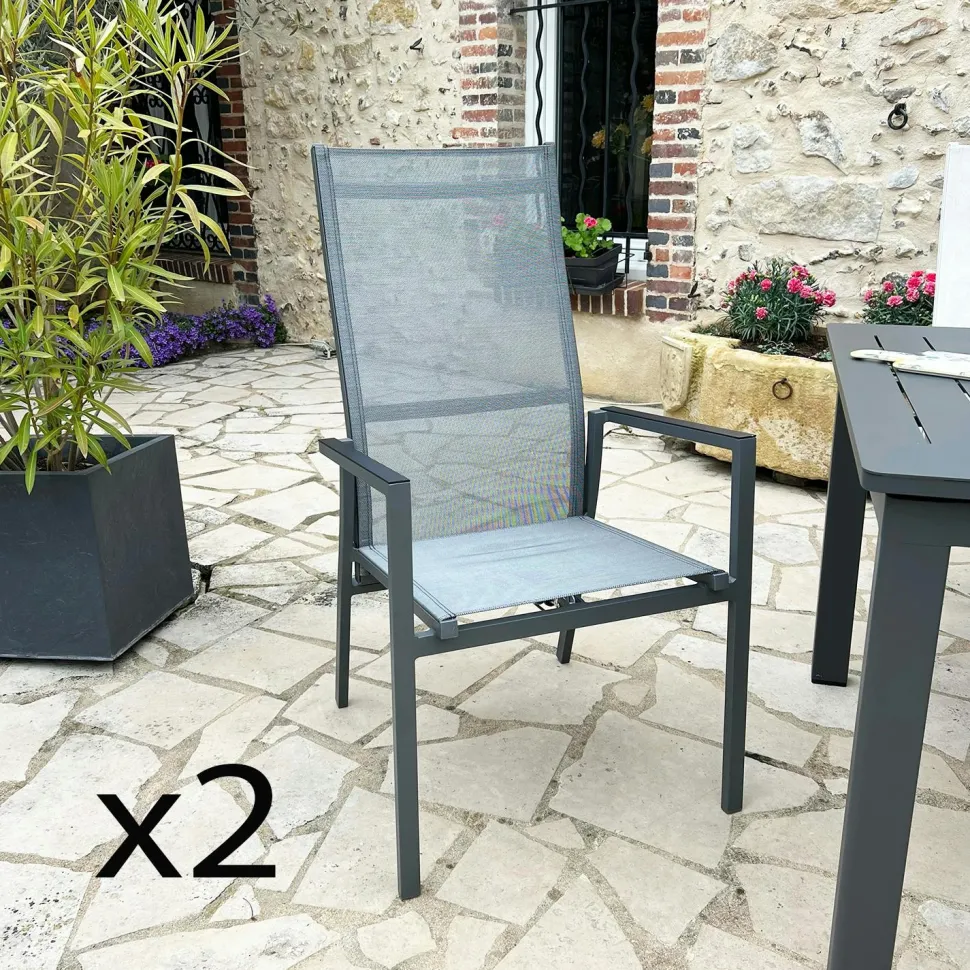 Fauteuil de jardin en aluminium avec dossier réglable blanc (lot de 2) OSLO