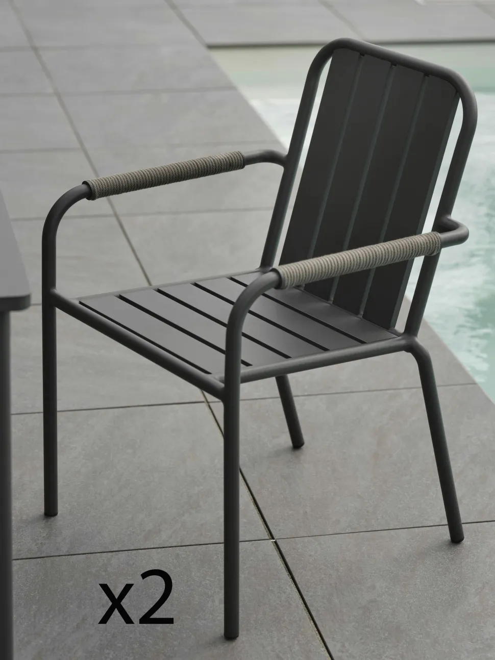 Fauteuil de jardin en aluminium avec dossier réglable blanc (lot de 2) OSLO