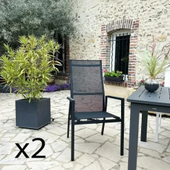 Fauteuil de jardin en aluminium avec dossier réglable gris anthracite (lot de 2) OSLO
