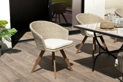 Fauteuil de jardin en résine tressée couleur grise coussin gris DETROIT