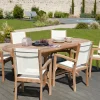 Fauteuil de jardin en teck et textilène couleur ivoire (lot de 2) SUMMER
