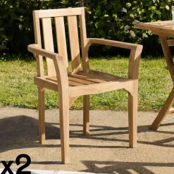 Fauteuil de jardin en teck (lot de 2) SUMMER