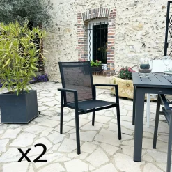 Fauteuil de jardin gris anthracite en aluminium (lot de 2) OSLO
