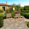 Fauteuil de jardin rotin synthétique beige et teck (lot de 2) SUMMER