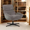Fauteuil de salon rotatif tissu côtelé gris IENA