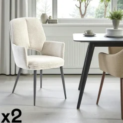 Fauteuil de table beige à dossier ouvert (lot de 2) LIGURIE