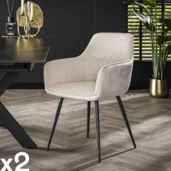 Fauteuil de table blanc gris bi-matière (lot de 2) GALWAY