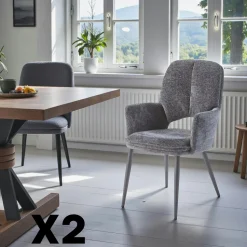 Fauteuil de table bleu à dossier ouvert (lot de 2) LIGURIE