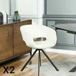 Fauteuil de table contemporain velours noir (lot de 2) FLORENCE
