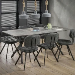 Fauteuil de table contemporain velours noir (lot de 2) FLORENCE