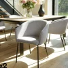 Fauteuil de table contemporain tissu gris clair (lot de 2) TIM