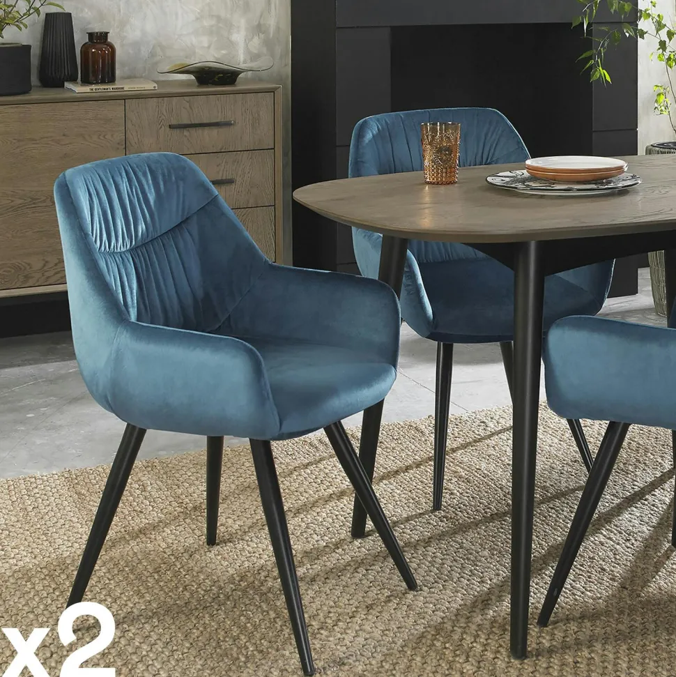 Fauteuil de table en velours moutarde (lot de 2) ARLINGTON