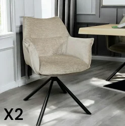 Fauteuil de table en velours gris avec retour (lot de 2) PALERME