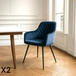 Fauteuil de table en velours vert (lot de 2) SAVONE