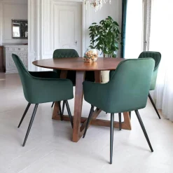 Fauteuil de table en velours vert (lot de 2) SAVONE