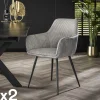 Fauteuil de table gris bi-matière (lot de 2) GALWAY