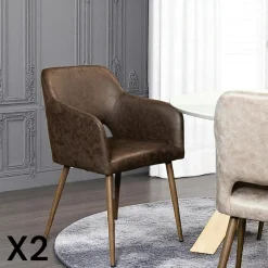 Fauteuil de table gris taupe (lot de 2)