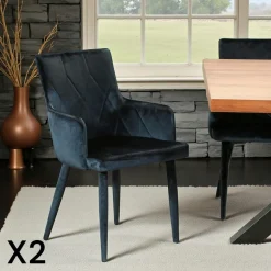 Fauteuil de table moderne en velours doré (lot de 2) HAWAI