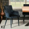 Fauteuil de table moderne en velours bleu (lot de 2) HAWAI