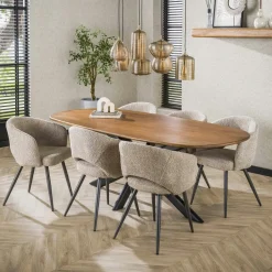 Fauteuil de table pivotant en velours beige (lot de 2) TAJ