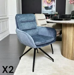 Fauteuil de table pivotant en velours gris (lot de 2) PALERME