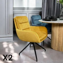 Fauteuil de table pivotant en velours gris (lot de 2) PALERME