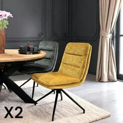 Fauteuil de table pivotant en velours gris (lot de 2) PALERME
