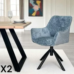 Fauteuil de table pivotant tissu gris (lot de 2) IENA