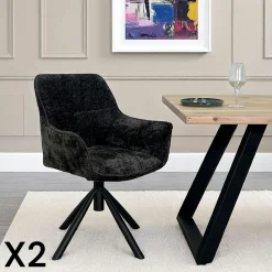 Fauteuil de table pivotant tissu terracotta (lot de 2) IENA