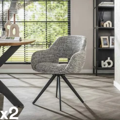 Fauteuil de table pivotant en tissu sable chiné (lot de 2) CREEK